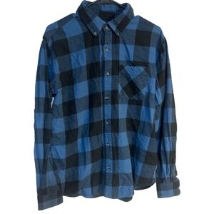 Magellan Outdoors Men's Flannel Shirt Blue Plaid western Long Sleeve Sz Medium